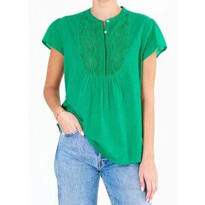 MABE M.A.B.E. Freya Lace Top Blouse Green Size XS